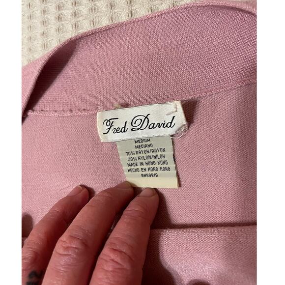 VTG Fred David Side Neck Tie Open Neckline 3/4 Sleeve Purple Blouse Size Medium - Picture 8 of 11